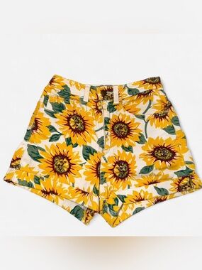 American Apparel High-Waisted Sunflower Print Shorts